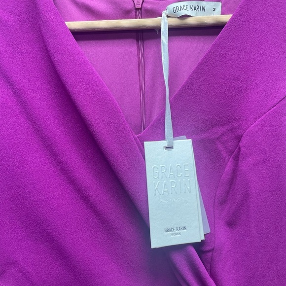 Grace Karin Midi Dress Wrap V Neck One Shoulder Size M - Picture 4 of 5